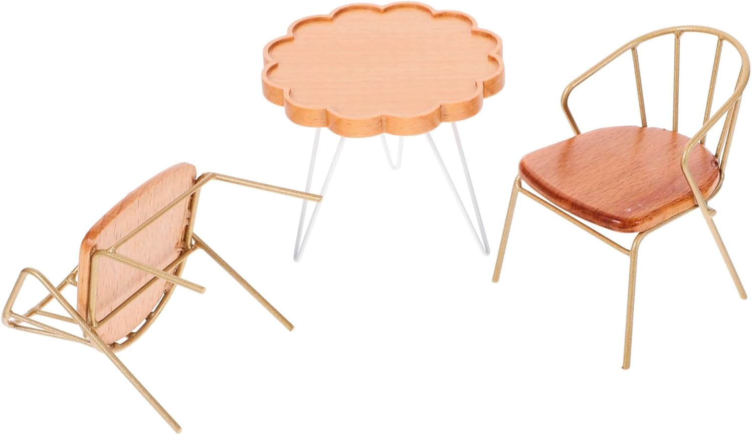 Vaguelly 1 Set Dollhouse Table and Chairs Miniature Dining Table Miniature Table and Chairs Miniature Patio Bistro Furniture Mini Dining Table Picnic Chair Coffee Metal Furniture Set