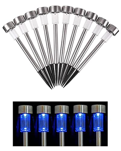 10PCS Purple Outdoor Steel Garden Solar Powered Landscape Light Lamp Yar Pathway Driveway Stake Lights