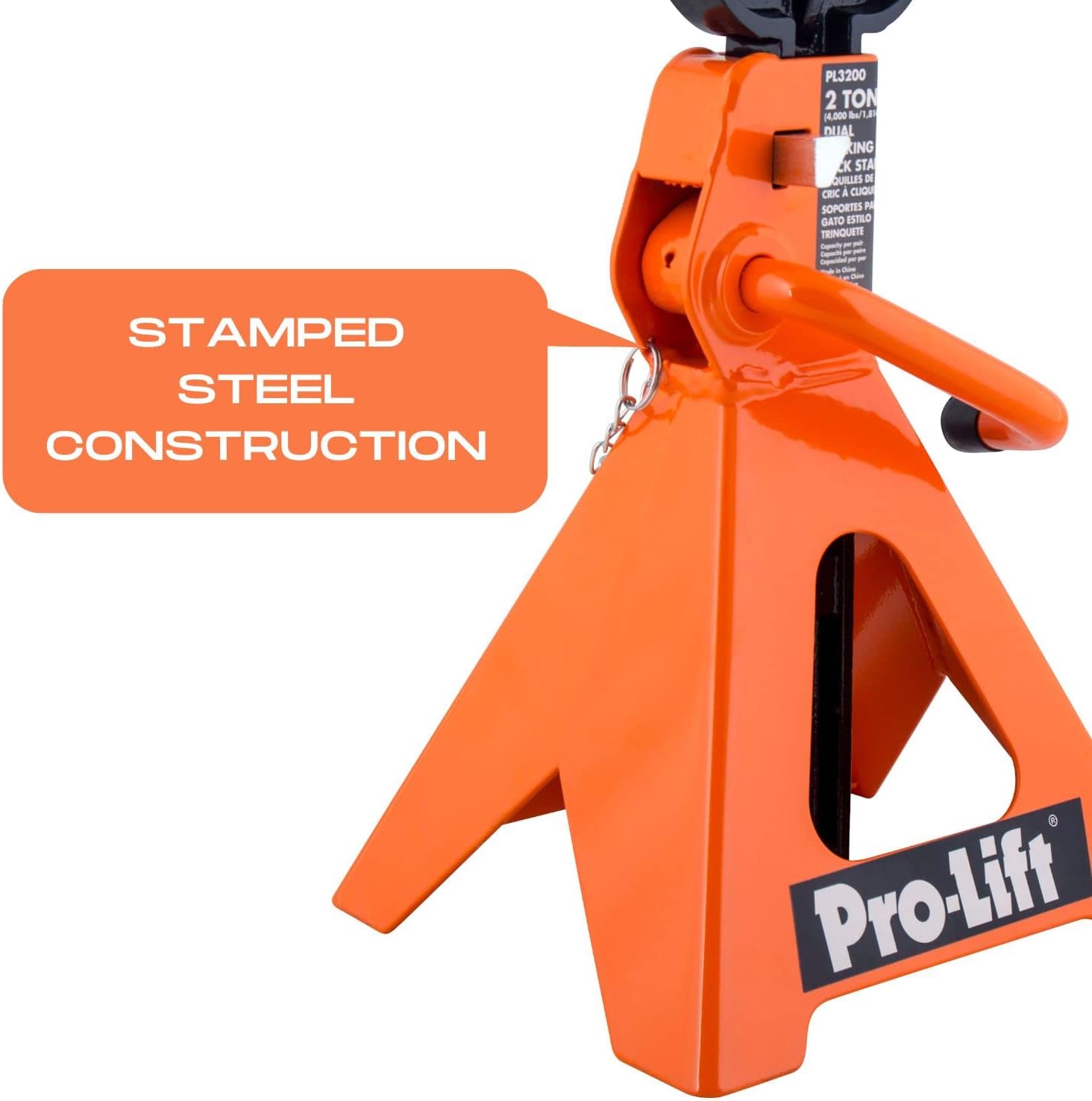 Pro-Lift Double Pin Jack Stands – Heavy Duty 2 Ton in Pair with Ratchet Bar and Mobility Pin Design