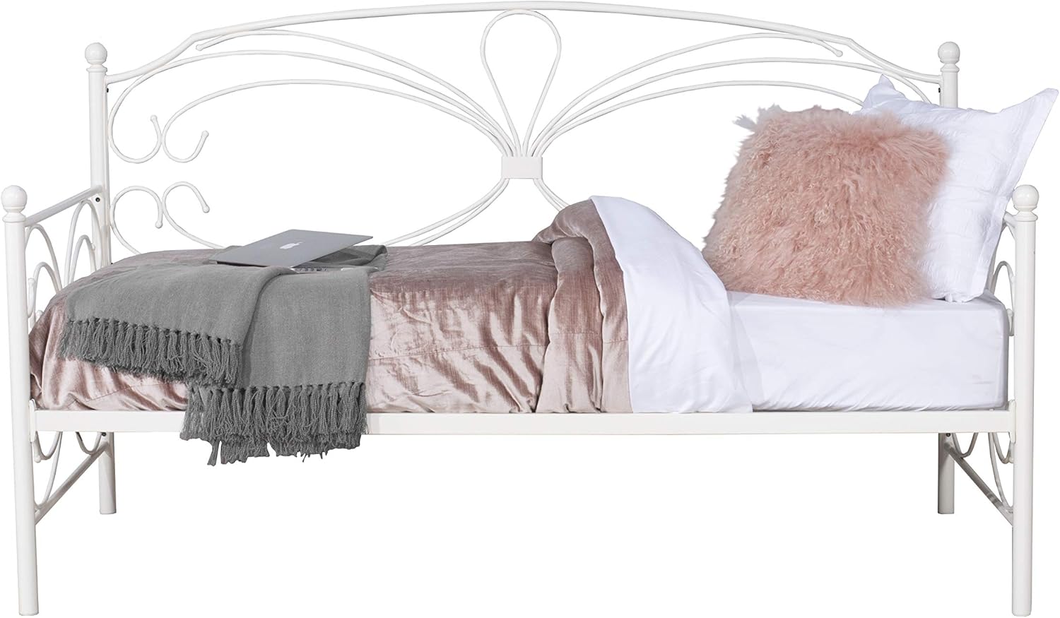 Hillsdale, Anslee Whimsical Scroll Metal Complete Twin Daybed with Trundle, White