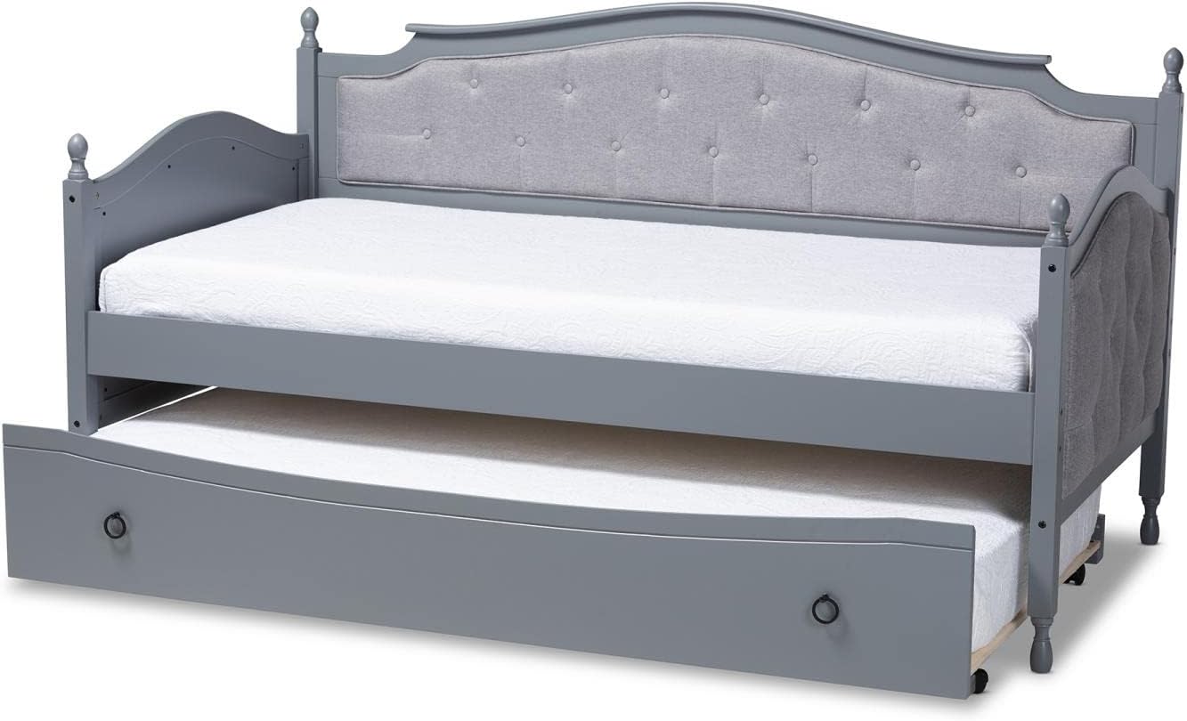 Baxton Studio Marlie Twin Size Grey UpholsteredDaybed with Trundle