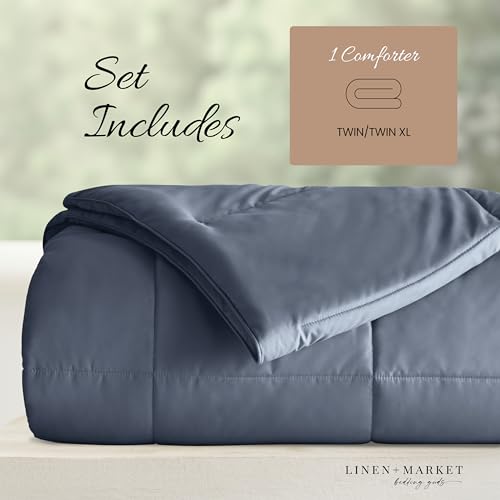 Linen Market King Comforter (1 Piece - Navy) - Bring Luxury Home with Our Soft and Lightweight Down Alternative Comforters King Size - Can Also fit as California King Size Beds