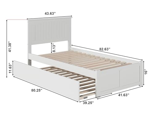 AFI Nantucket Twin XL Size Platform Bed with Footboard & Twin XL Trundle in White