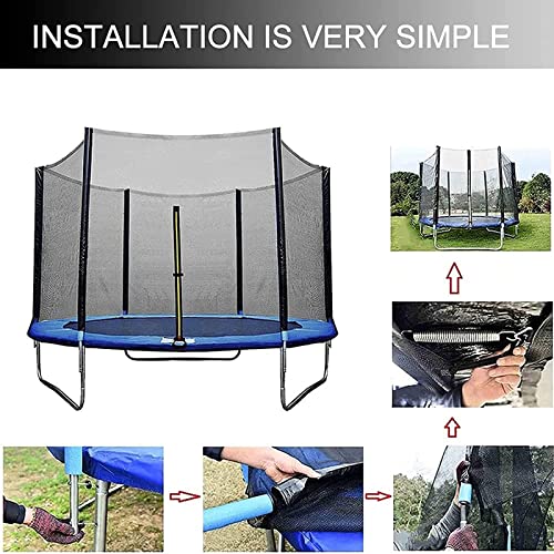 Trampoline spares Round Trampoline Safety Net 10ft 12ft 13ft 14ft 15ft 16ft Replacement Trampolines Enclosure Net with Zipper and Buckle Visibility Tear and Weather-resistant