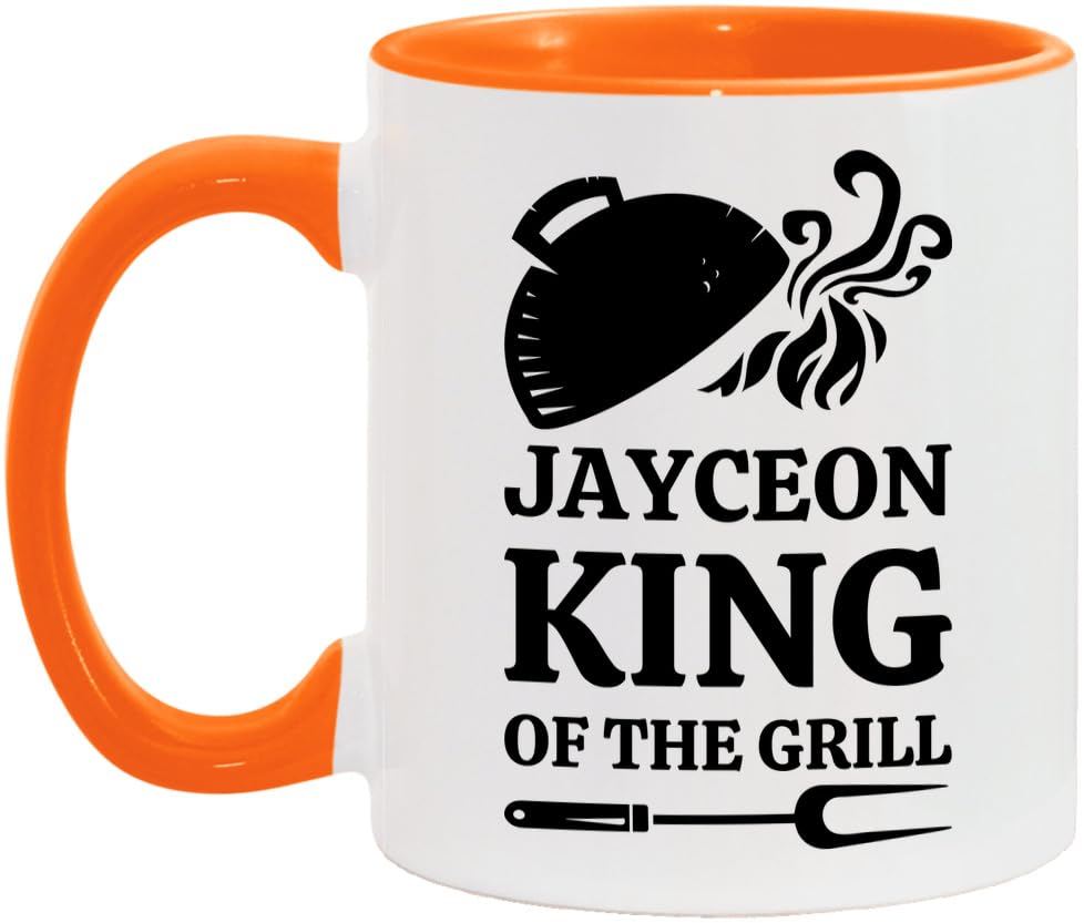 JAYCEON KING OF THE GRILL Mug, JAYCEON Mug, Bbq Master Mug, White/Pink 15oz Mug