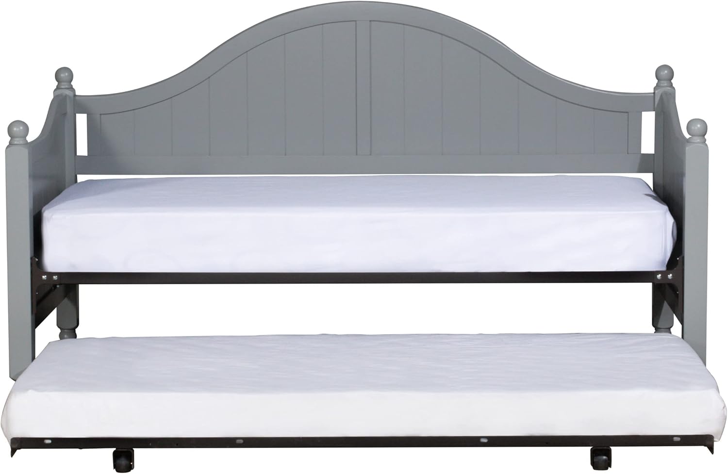 Hillsdale, 2545DBLHTR, Augusta Wood Daybed with Suspension Deck and Metal Roll Out Trundle, Gray, Twin