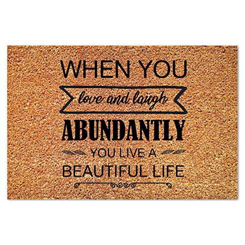 You Will Forever Be My Always Coir Doormat Family Quote Rectangular Door Mats Thick Durable Non Slip Waterproof Farmhouse Doormat Decorative for Indoor Outdoor Porch Home Entryway 16x24in