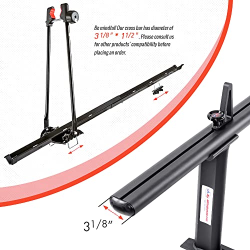 AA-Racks Model APX2502-BLK Low-Profile Utility Aluminum Pick-Up Truck Ladder Rack with Load Stops
