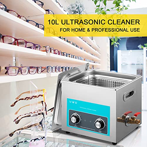 VEVOR 6L Ultrasonic Cleaner, 304 Stainless Steel Professional Knob Control, Ultrasonic Cleaner with Heater Timer for Jewelry Watch Glasses Circuit Board Dentures Small Parts Dental Instrument