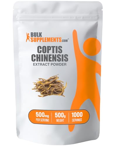 BulkSupplements.com Coptis Chinensis Extract Powder - Berberine Supplement, Coptis Powder - Golden Thread Supplement, Gluten Free, 500mg per Serving, 1kg (2.2 lbs) (Pack of 1)