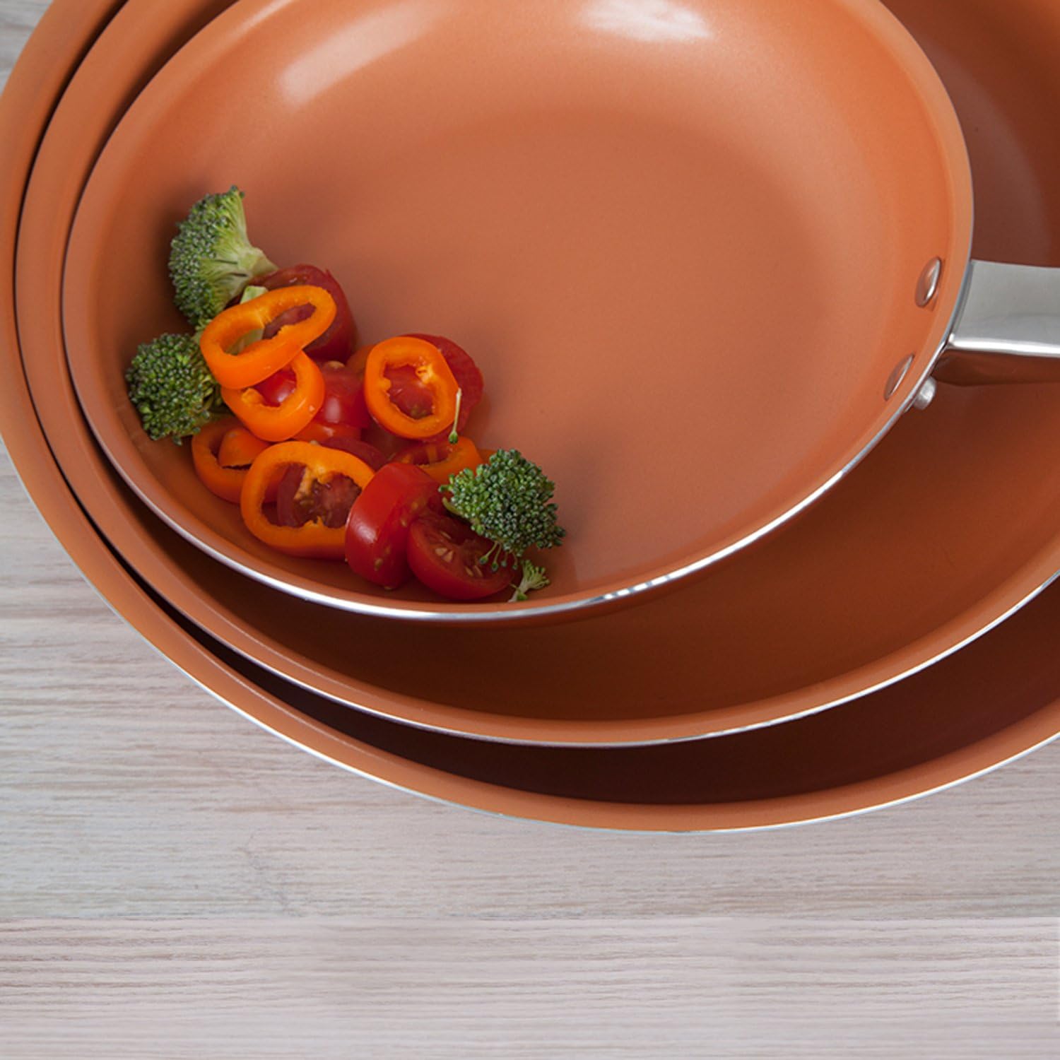 Healthy Nonstick Ceramic Coated Frying Pan - 3 Pcs Eco Friendly Durable Fry Pan Cookware Set (8