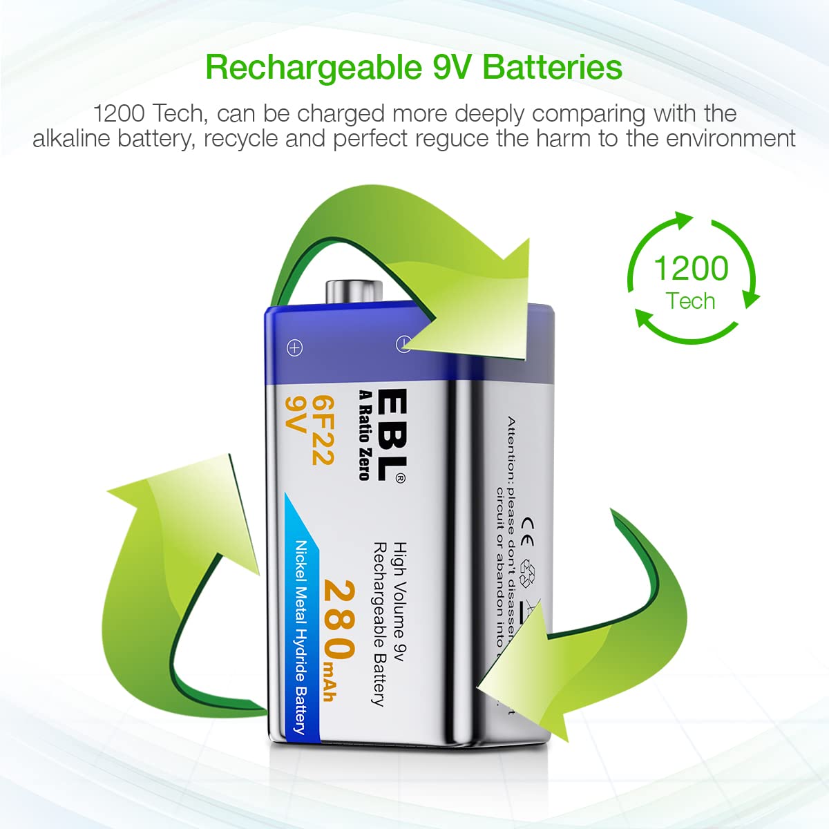 EBL 9v rechargeable batteries & aa chargeable batteries with AA AAA 9V Individual Battery Charger