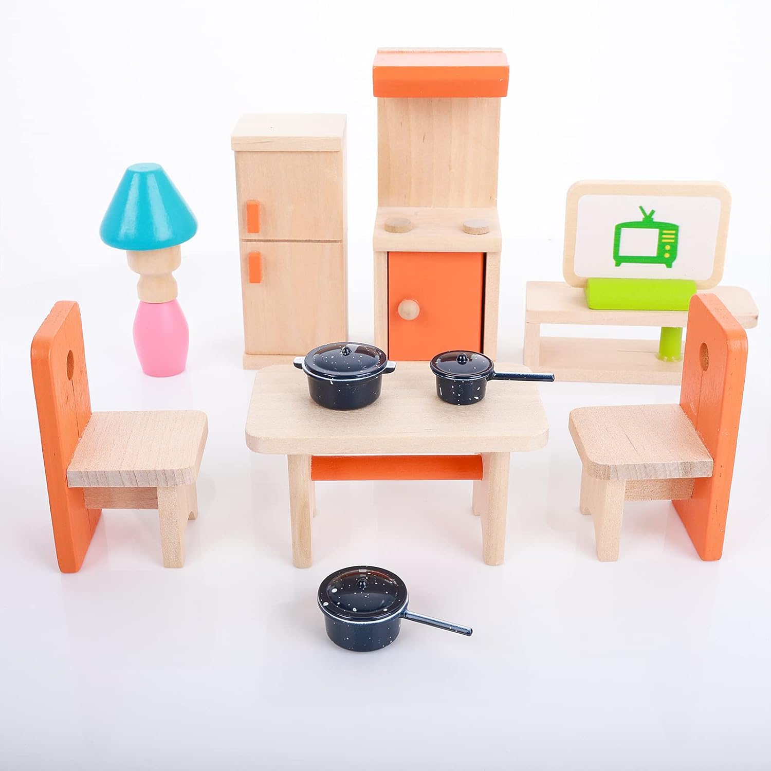 Dollhouse Kitchen Cookware Set, 4Pcs Miniature Metal Pots and Pans Dollhouse Decoration Accessories Kitchen Accessories Party Supplies for Dollhouse Decors