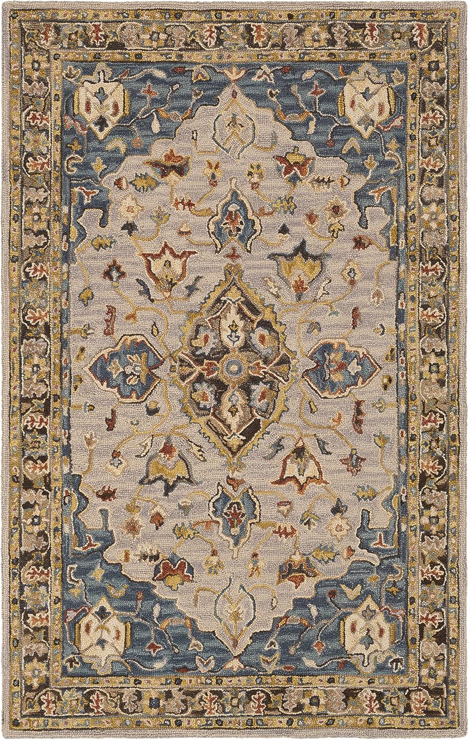 Hauteloom Rozel Wool Living Room, Bedroom Area Rug - Bohemian/Global - Brown, Orange - 5' x 7'6