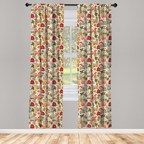 Ambesonne Indie Window Curtains, Retro Mustache Pattern in Colorful Design Curly Shapes Old Fashioned Print, Lightweight Decor 2-Panel Set with Rod Pocket, Pair of - 28