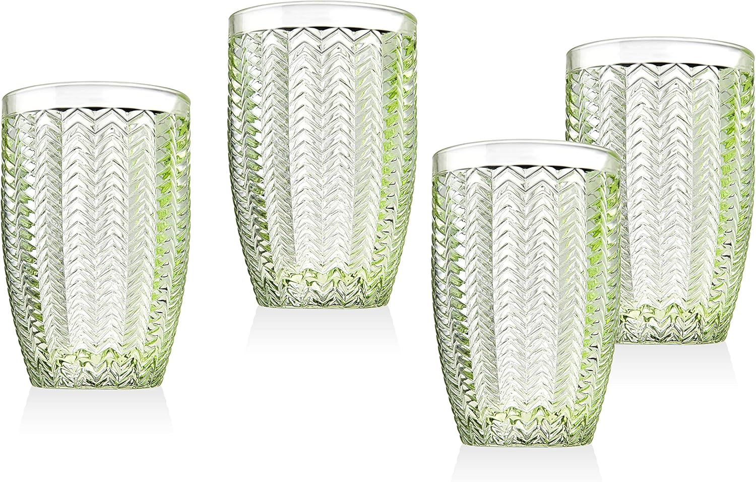 Godinger Twill Highball Glasses Beverage Glass Cup Emerald Green – Set of 4