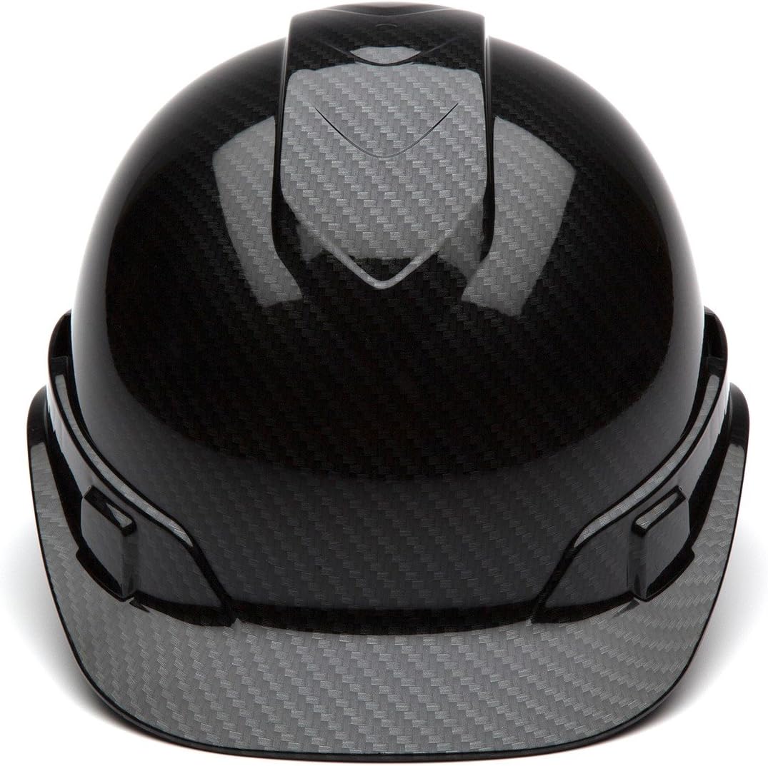 Pyramex Ridgeline Cap Style Hard Hat, 4-Point Ratchet Suspension, Shiny Black Graphite Pattern