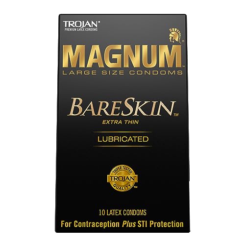 TROJAN Magnum BareSkin Premium Large Condoms, Comfortable and Smooth Lubricated Condoms for Men, America’s Number One Condom, 24 Count Value Pack