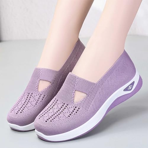 Women Slip On Walking Sneakers Mesh Breathable Lightweight Non Slip Casual Fashion Comfortable Knit Work Travel Shoes