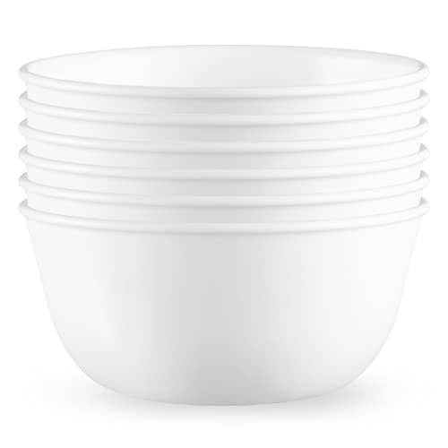 Corelle Vitrelle 28-oz Soup/Cereal Bowls Set of 6, Chip & Crack Resistant Dinnerware Bowls, Winter Frost White & Vitrelle 8-Piece Dinner Plates Set, Winter Frost White