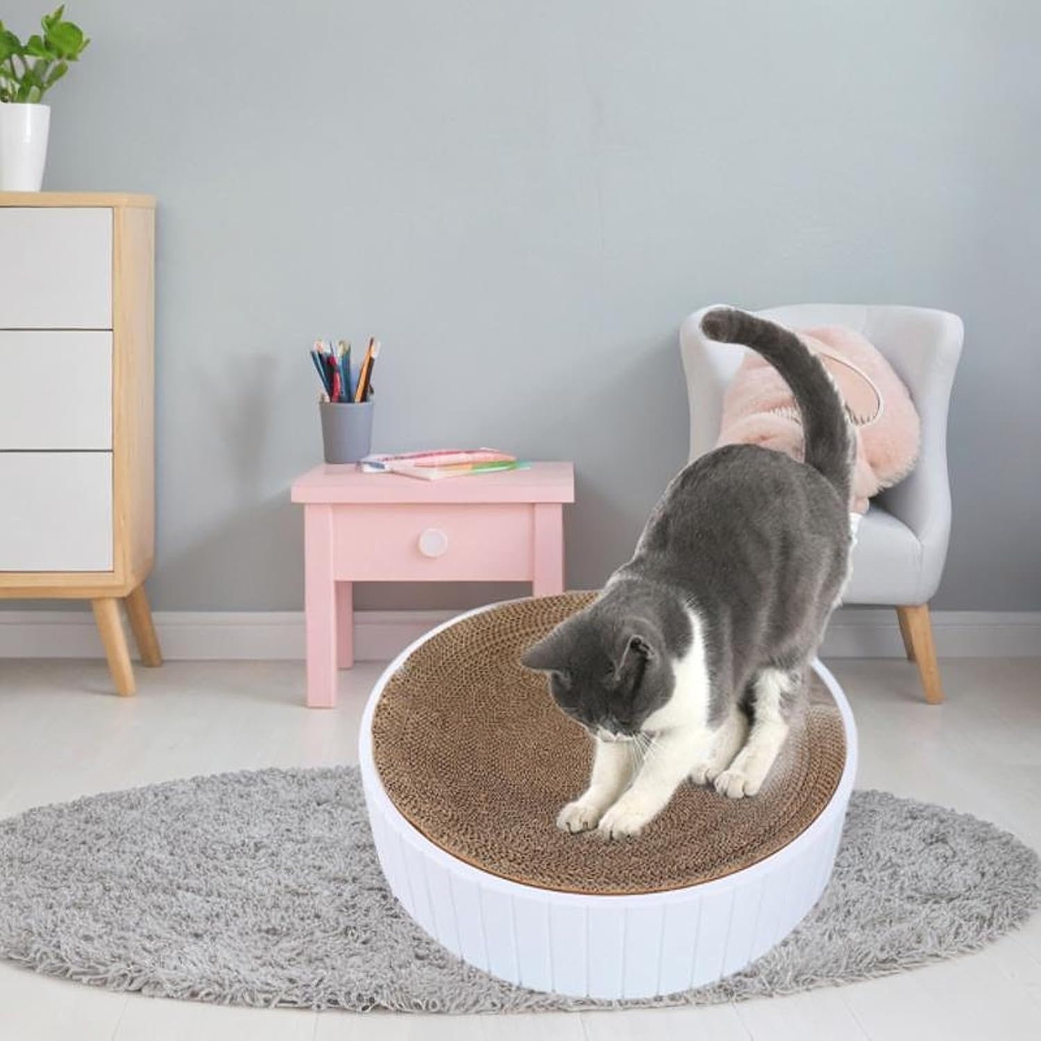Cats Scratcher Bowl Training Toy House Grinding Claw Interactive Scratch Pad Nest Scratching Lounge Bed for Indoor Cats Kitty