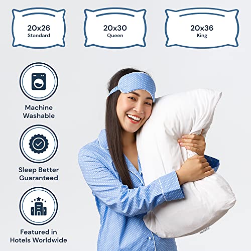 2 Pack King Luxury White Goose Down Pillow - 75% White Goose Feather & 25% White Goose Down 550 Fill Power