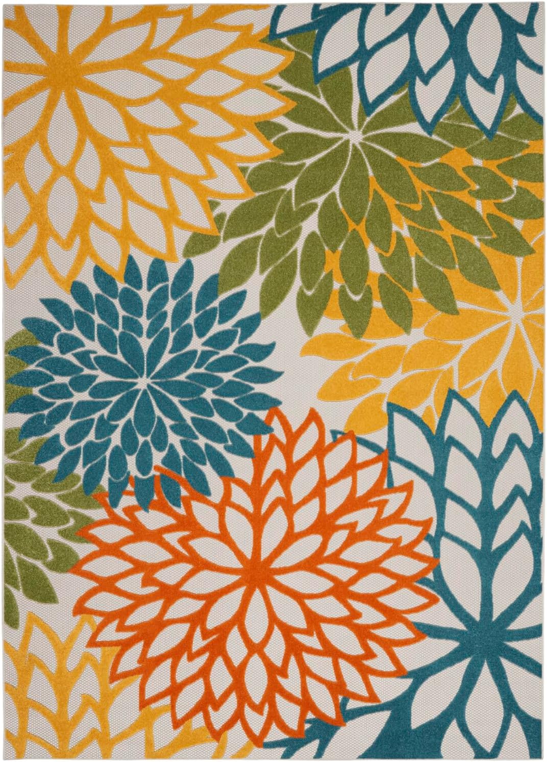 Nourison Aloha Indoor/Outdoor Floral Turquoise Multicolor 7'10