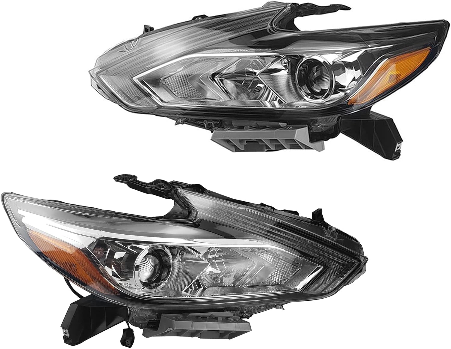2PCS Halogen Headlight Chrome Housing Headlamp Assembly Left And Right Side For 2016 2017 2018 Nissan Altima NI2503247 NI2502247