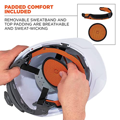 Vented Hard Hat , Full Brim Style, Ratchet Suspension, Class C, Ergodyne Skullerz 8973,White