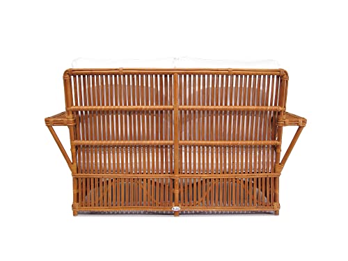 Nantucket Rattan Living Room Furniture Loveseat (#1841H) (Turbo Cloud), Multi