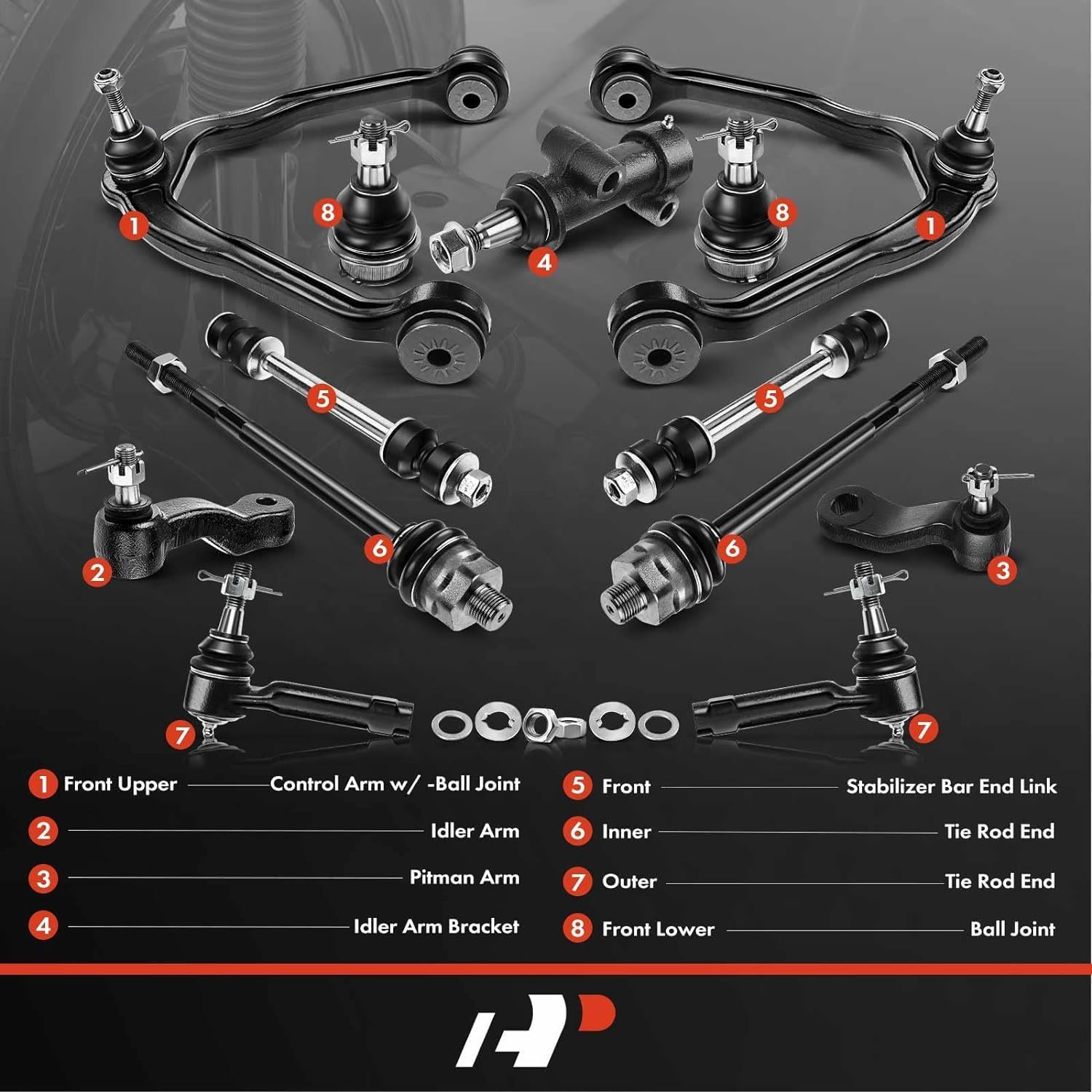 A-Premium 13Pc Front End AWD/4WD Suspension Kit, Upper Control Arm Lower Ball Joint Sway Bar Link Tie Rod End, Fit For Chevy GMC - 1999-2006 - Silverado Sierra Avalanche Suburban Yukon Tahoe Escalade