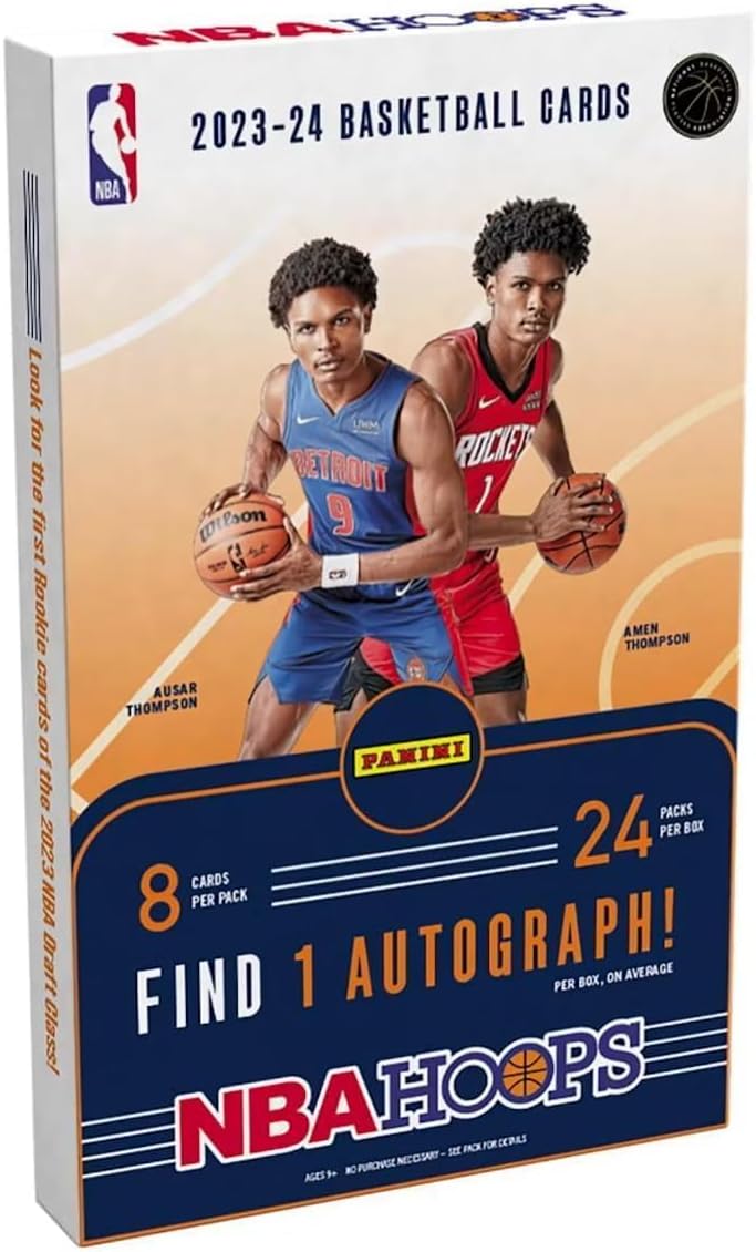 NEW 2023-24 Panini NBA HOOPS Factory Sealed Basketball HOBBY Box w/192 Cards (1 Autograph Card Per Box) - Chance for VICTOR WEMBANYAMA Rookie Cards! - Plus Custom Made Wemby Basketball Card Pictured.
