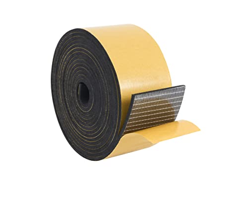 High Density Foam Weather Stripping Door Seal Strip Insulation Tape Roll for Insulating Door Frame, Window, Air Conditioner | Self Adhesive Sealing Weatherstrip (3 in x 1/16 in x 10 Ft, White)