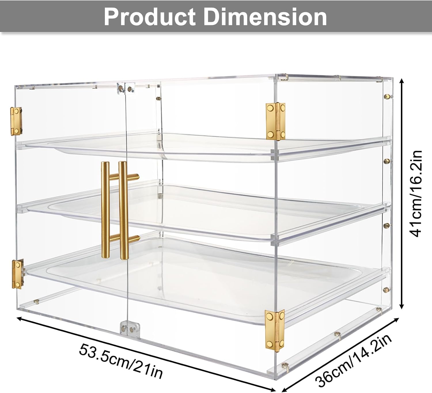 Pastry Display Case, 3-Tier Acrylic Bread Box with Front Door, for Cake Bakery Kitchen Stuff Countertop, Donut Sourdough Bread Baking Supplies and Accessories