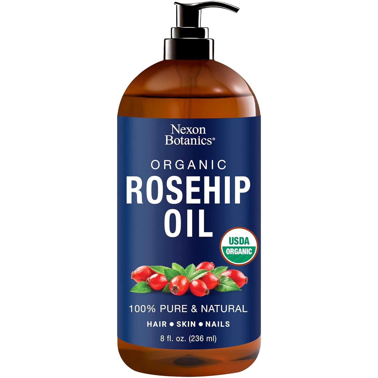 Nexon Botanics Organic Rosehip Oil for Face 8 fl oz - Gua Sha Oil - Facial Oil for Gua Sha Massage - Rose Hip Oil - Rosehip Seed Oil - Aceite de Rosa Mosqueta