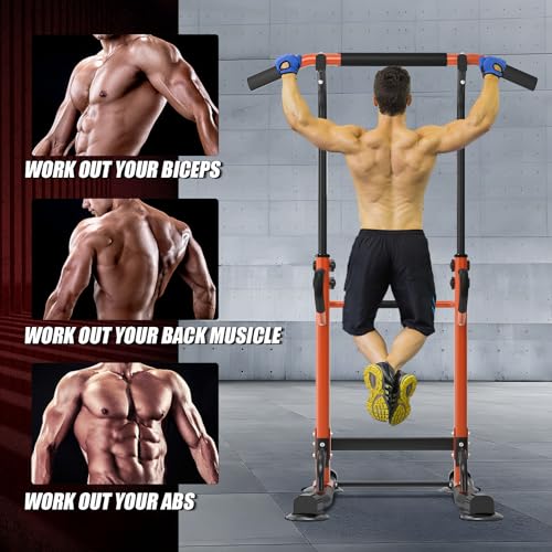 soges Power Tower Adjustable Height Pull Up & Dip Station Multi-Function Home Strength Training Fitness Workout Station