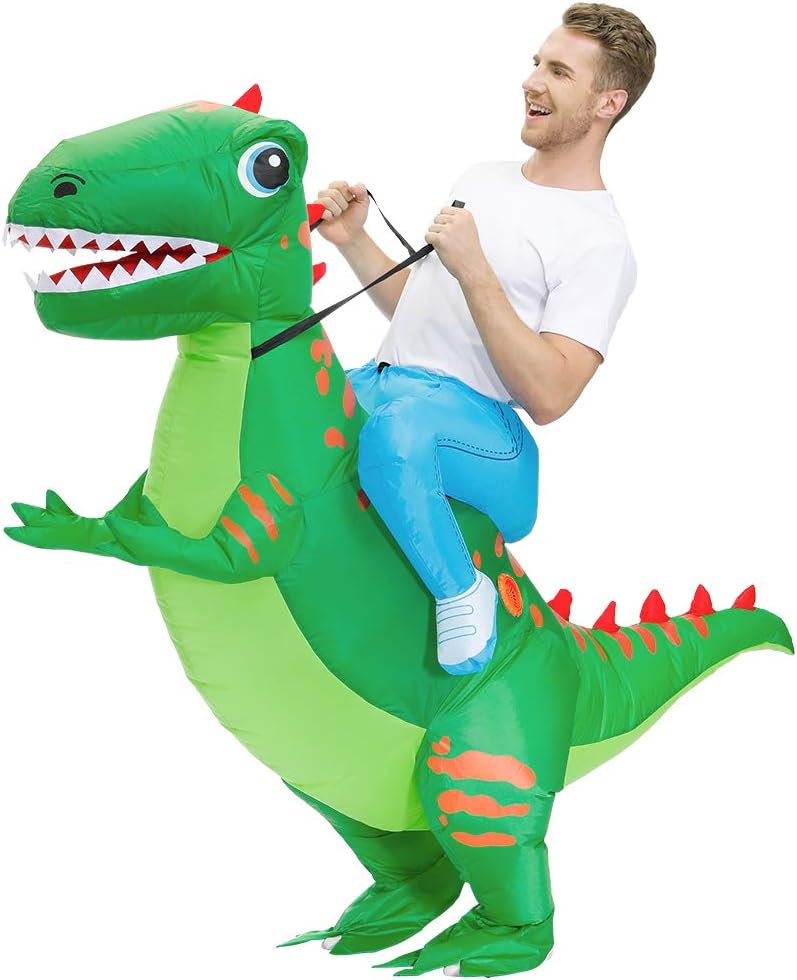 KOOY Inflatable Costume Adult Ride On Dinosaur Costume Halloween Costumes for Men Women Blow up Costumes