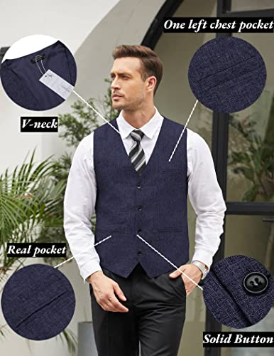 COOFANDY Men's Casual Business Vests Lightweight Waistcoat Slim Fit Suit Vest