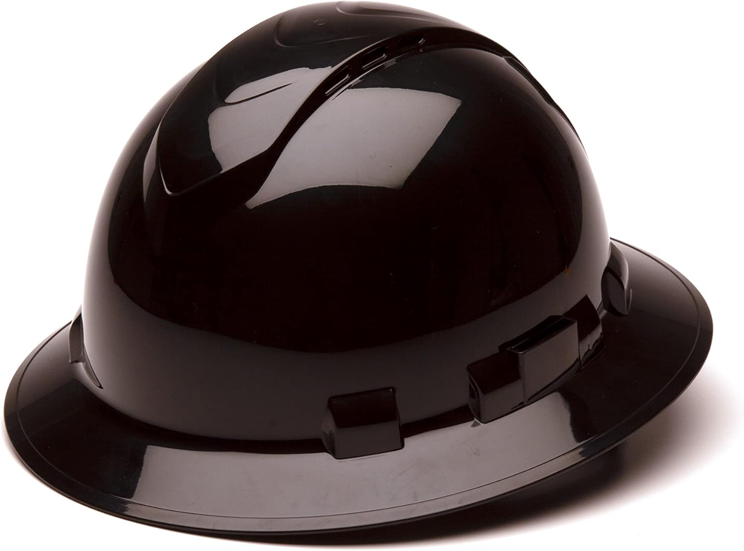 Pyramex Ridgeline Full Brim Hard Hat 4 Point Ratchet Vented Black