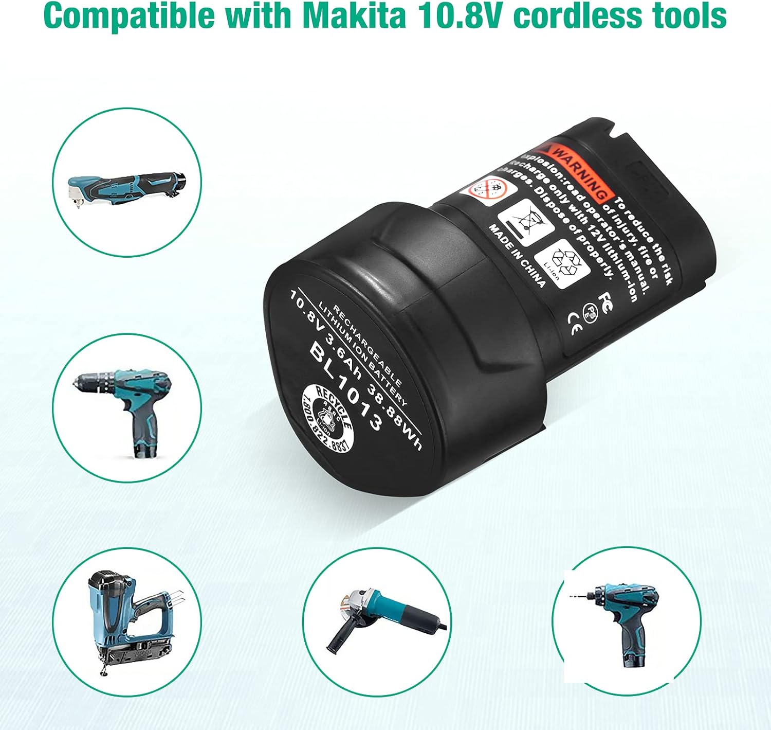 Powerextra 2 Pack 10.8v 3600mAh Li-ion Replacement Battery Compatible with Makita BL1013 Makita BL1014 Battery 194550-6 194551-4 195332-9