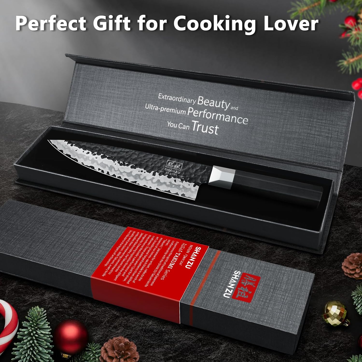 SHAN ZU Japanese Chef Knife 8 Inch, 7 Layers 9Cr18MoV High Carbon Steel Kitchen Knife, Professional Cooking Knife,Kitchen Utility Knives Ultra Sharp Gyuto Knife with G10 Fiberglass Handle