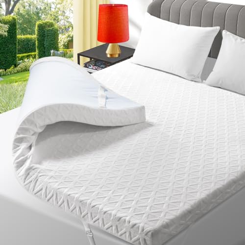 3 Inch Gel Memory Foam Mattress Topper Queen Size, Cooling Bed Topper for Comfort Body Support & Pressure Relief with Removable Breathable Soft Cover, CertiPUR-US Certified