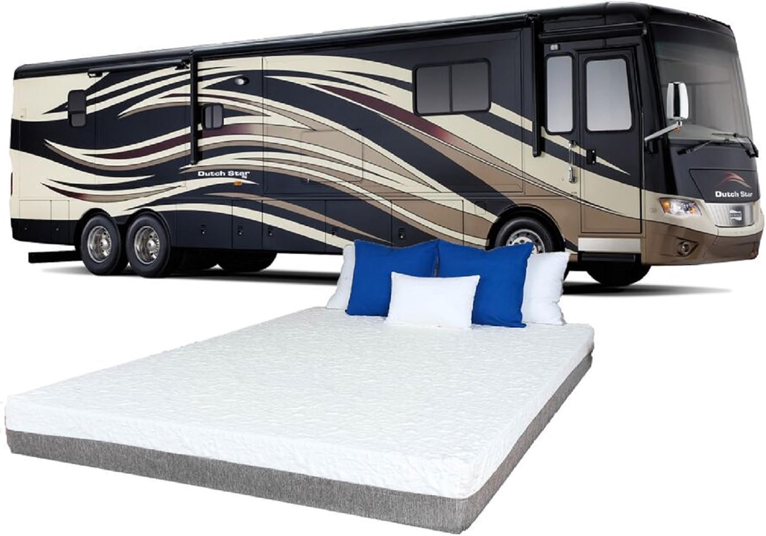 with A 10 INCH Narrow King (72 inch x 80 inches) New Cooler Sleep Graphite Gel Memory Foam Mattress with Premium Textured 8-Way Stretch Cover for Campers, RV's & Trailers Made in The USA