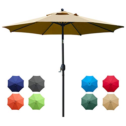 Sunnyglade 9Ft Patio Umbrella Outdoor Table Umbrella with 8 Sturdy Ribs (Dark Gray)