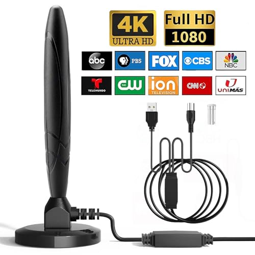 TV Antenna Digital Smart Indoor 650+ Miles Long Range Outdoor Antenna Amplifier Support All 4K 1080p Full HD Smart HDTVs/Old Television -16.4ft Coax Cable/AC Adapter