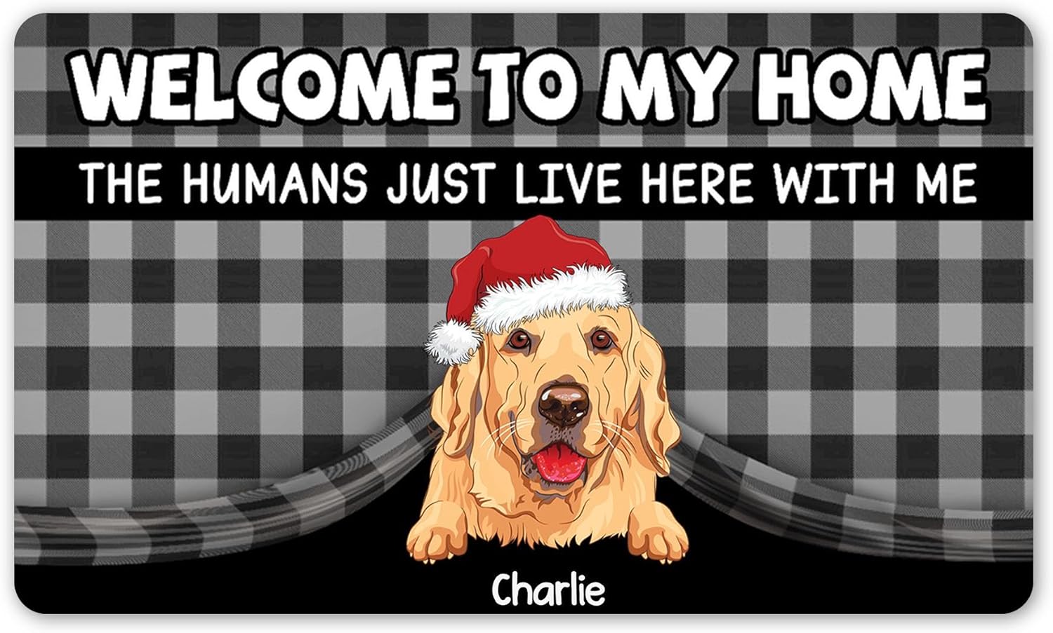 Dog Lover Gifts, Welcome to My Home Humans Just Live Here, Personalized Welcome Mat, Gifts for Dog Mom Dog Owner from Family Friends, Front Doormat, Funny Dogs Rugs, Gifts for Birthday