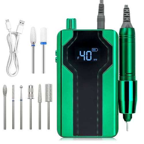 Delanie 40000 RPM Rechargeable Portable Electric Nail Drill Machine for Acrylic Gel Dip Powder Nail, Efile Electric Nail File Filer for Nail Tech, Blue-Violet Gradient