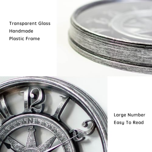 18 Inch Modern Wall Clock Silent Big Wall Clock, 3D Digital Easy to Read Decorative Digital Clock for Bedroom, Living Room, Office, School (Off-White)