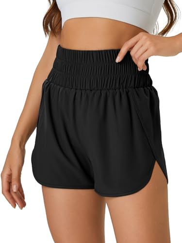 Women's Running Shorts 2 in 1 High Waisted Workout Shorts with Liner Shorts Pocket