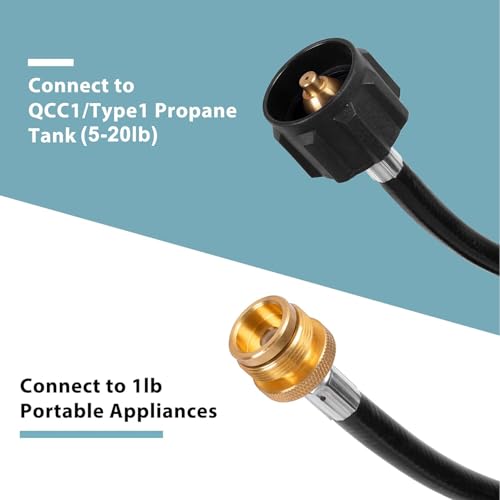 SHINESTAR 6FT Propane Adapter Hose - Compatible with Coleman Stove, Weber Q Grill, Mr. Buddy Heater & More - Connects 1lb Portable Appliances to 20lb Tanks